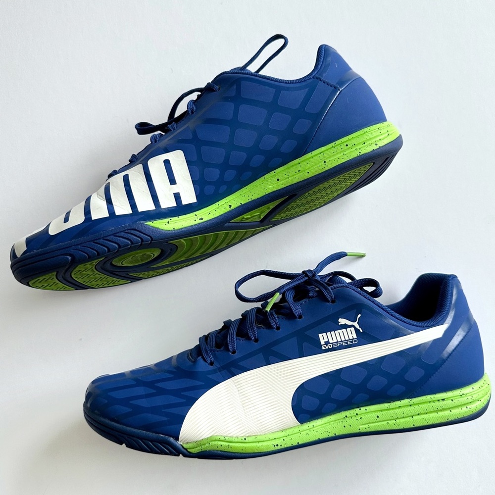 Puma Mens Green Blue evoSPEED sneakers 8.5